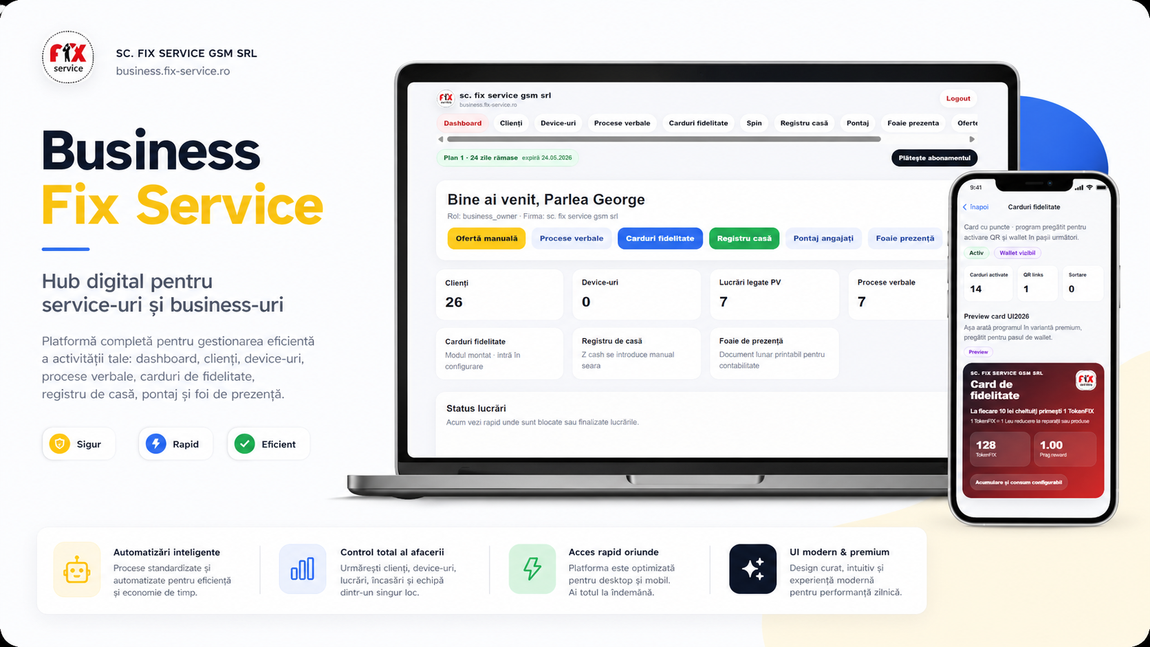 platformă business fix service pentru automatizare și control operațional